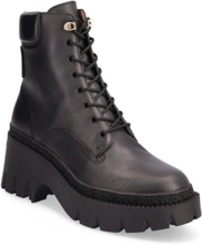 "Ainsely Leather Designers Boots Ankle Boots Laced Boots Black Coach"