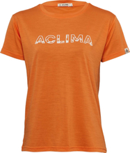 Aclima Aclima Women's LightWool 140 Classic Tee Logo Orange Tiger Kortermede trøyer L