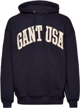 D1. Gant Usa Sweat Hoodie Hettegenser Genser Marineblå GANT*Betinget Tilbud