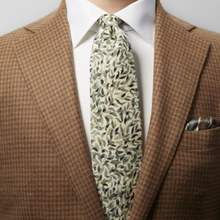 Eton Beige & grön slips med bladmönster