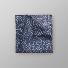 Eton Blå näsduk med bladmönster i ull & siden