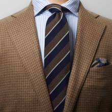 Eton Blå, brun & ljusblå randig slips