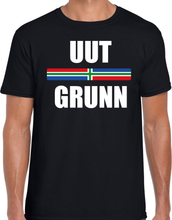 Uut grunn met vlag Groningen t-shirts Gronings dialect zwart voor heren