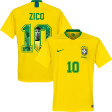 Brazilië Shirt Thuis 2018-2019 + Zico 10 (Gallery Style)