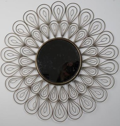 Sol rund spegel Ø91 cm i antik mässing