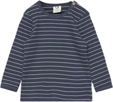 Stripe Rib L/S T Baby Tops T-shirts Long-sleeved T-Skjorte Navy Müsli By Green Cotton