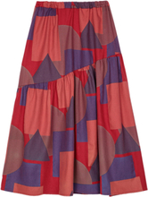 Geometric All Over Flared Skirt Knælang Nederdel Red Bobo Choses
