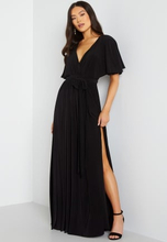 Goddiva Flutter Sleeve Maxi Dress Black S (UK10)