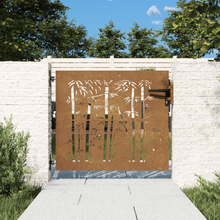 vidaXL Cancello da Giardino 85x100 cm in Acciaio Corten Design Bambù