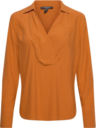 Women Blouses Woven Long Sleeve Bluse Langermet Gul Esprit Collection*Betinget Tilbud
