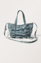Denim-Printed Bow Bag - Blue