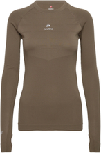 "Nwlpace Ls Seamless Woman Sport T-shirts & Tops Long-sleeved Khaki Green Newline"