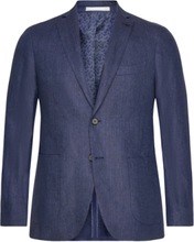 Linen Fine Herringb Blazer Suits & Blazers Blazers Single Breasted Blazers Blue Michael Kors