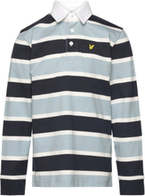Stripe Rugby Shirt Tops T-shirts Polo Shirts Long-sleeved Polo Shirts Blue Lyle & Scott