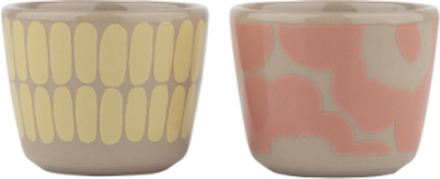 Alku & Unikko Egg Cup 2 Pcs Home Tableware Bowls Egg Cups Beige Marimekko Home