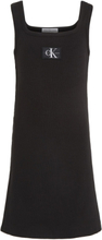 Rib Badge Square Neck Tank Dress Dresses & Skirts Dresses Casual Dresses Sleeveless Casual Dresses Black Calvin Klein