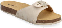"Sl Pescura Margot Suede Shoes Summer Shoes Flat Sandals Cream Scholl"