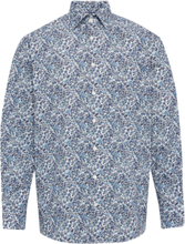 Floral Print Poplin Shirt Tops Shirts Casual Blue Eton