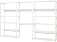 Hoppekids STOREY bokhylla med 3 sektioner - 14 hyllor och skrivplatta i 80 cm - Vit