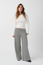 Gina Tricot - Striped soft trousers - Housut - White - XL - Female