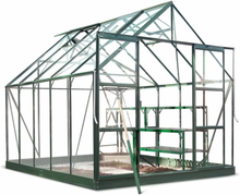 Halls Drivhus Magnum 8,3 m² flervalg-Grønn-3 mm herdet glass-Inkludert fundament