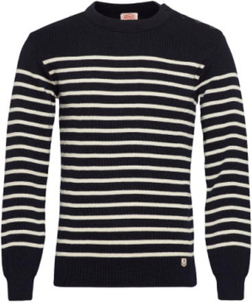 Striped Mariner Sweater "Molène" Strikkegenser M. Rund Krage Marineblå Armor Lux*Betinget Tilbud