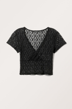 Cropped Fitted Lace Top - Black