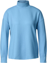 Street One Damen Langarm-Shirt strukturierter Pullover mit Stehkragen 85395544 Blau