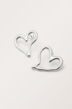Irregular Heart Hoop Earrings - Silver