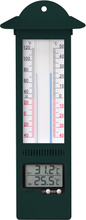 Binnen/buiten digitale thermometer groen van kunststof 9.5 x 24 cm