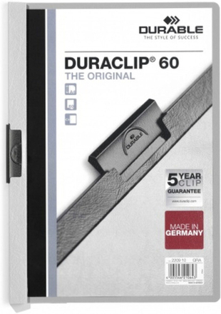 Dokumenthållare Durable Duraclip 60 Grå Transparent A4 25 Delar