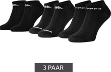 3 Paar Kappa Sportsocken Sneaker-Socken Baumwoll-Strümpfe mit Logo 371B4BW 005 Schwarz