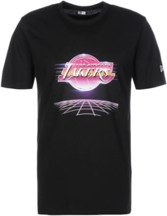 NEW ERA NBA Los Angeles Lakers Futuristic Graphic Herren Baumwoll-Shirt trendiges Basketball-Shirt 12720130 Schwarz