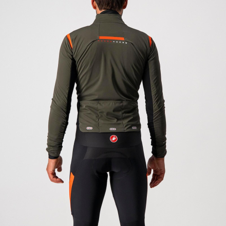 Castelli Alpha Ros 2 Jacket - L - Military Green/Fiery Red-Silver