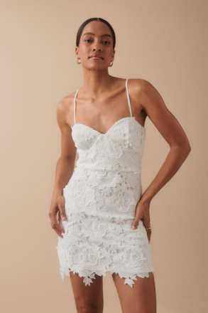 Gina Tricot - Bloom 3d lace mini dress - minimekot - White - L - Female