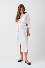 Gina Tricot - Wide slit shirt dress - skjortekjoler - White - XL - Female