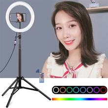 PULUZ 26cm RGBW Light + 1.65m Tripod Mount Curved Surface USB RGBW Dimmable LED Ring Vlogging Video