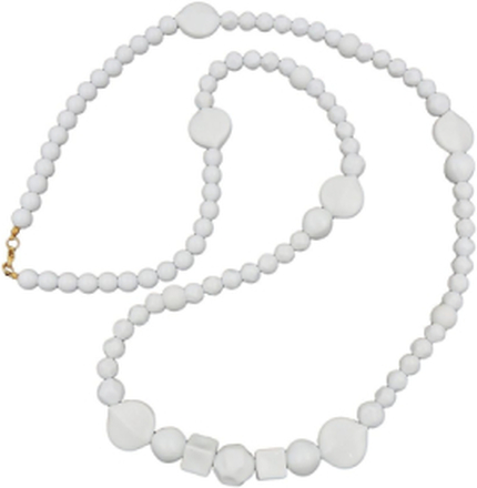 NECKLACE BEADS WHITE GLOSSY PEARL WHITE LEAF