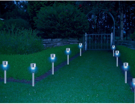 HI Trädgårdsbelysning solcell LED 8-pack rostfritt stål
