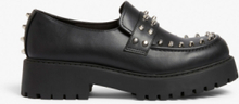 Faux leather loafers with studs - Black