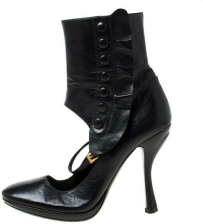 Prada Black Leather Mary Jane Ankel Boots