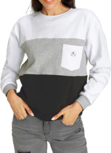 KangaROOS Damen Pullover modisches Sweat-Shirt mit Brusttasche 94544857 Weiß/Grau/Schwarz