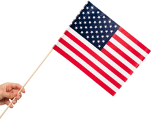 10 stk Amerikansk/USA Papirflagg på Trepinne 20x30 cm