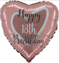 Happy 18th Birthday - Folie Hjerteballong Rosegull