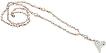 Pearls for Girls. Halsband med rosa pärlor och silverhjärta, längd 78 cm