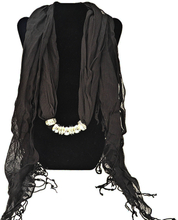 Bomullsscarf i moderiktig modell med "hänge" -Svart