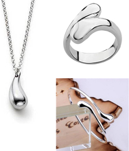 Smyckeset 3 "Droppe" i 925 Sterling Silverplätering -Halsband, Armband och Ring