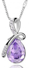Halsband "Waterdrops" i kristall och silverplätering -Violett