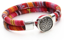 Armband "Tibetan" i bomull -Orange/Röd/Rosa