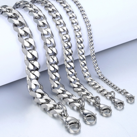 Pansarlänk -Armband i rostfritt stål -Silver 9mm